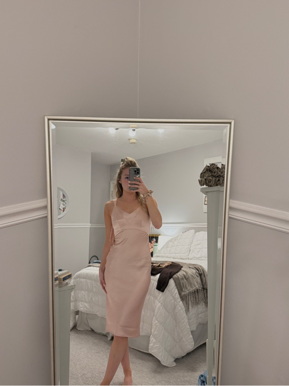 Express Blush Pink Slip Midi Dress NWT